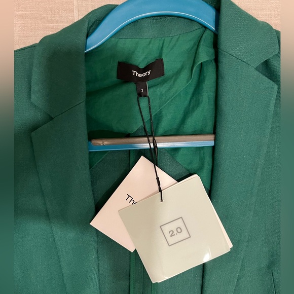 Theory Single Button Linen Blend Boyfriend Blazer - Picture 4 of 6